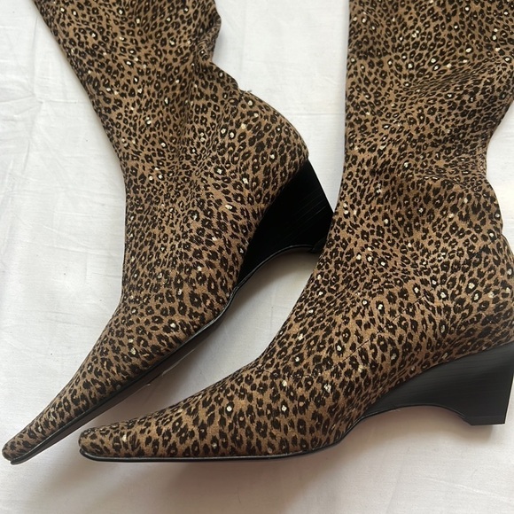 ⭐️FRANCE Mode Leopard Print Wedge Boots⭐️ - Picture 3 of 7